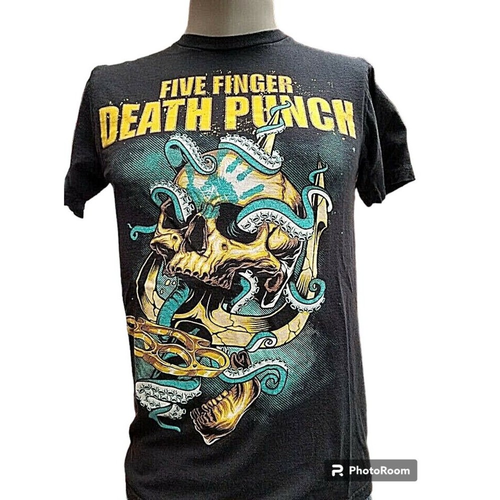 Five Finger Death Punch Black Heavy Metal Trident My Nemesis Band T-Shirt Medium